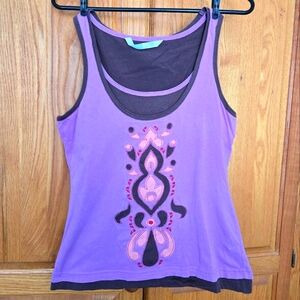 pink, layered tank top with goddess design. Athleta brand, size small